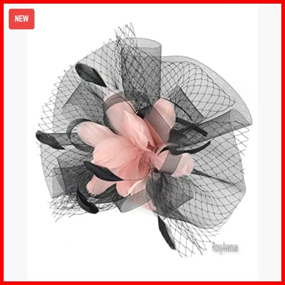 Feather Flower Fascinator Hat with Clip for Derby Wedding Church Tea Party
